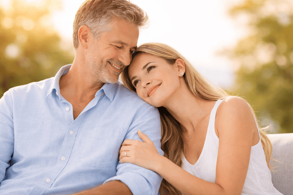 older man and a younger woman in a relationship